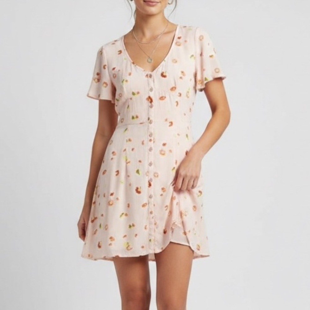 NWT Nordstrom BP Floral Dress pink SMALL short sleeves Bohemian